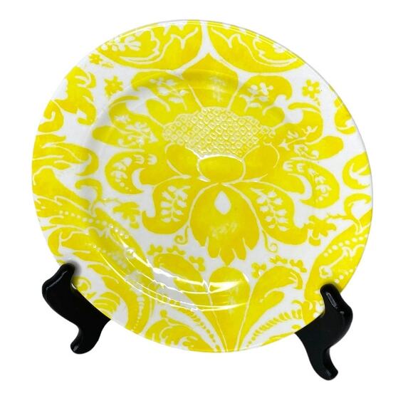 Anthropologie Salad Dessert Plates Floral Design Yellow 8" Set of 4 - Picture 8 of 9